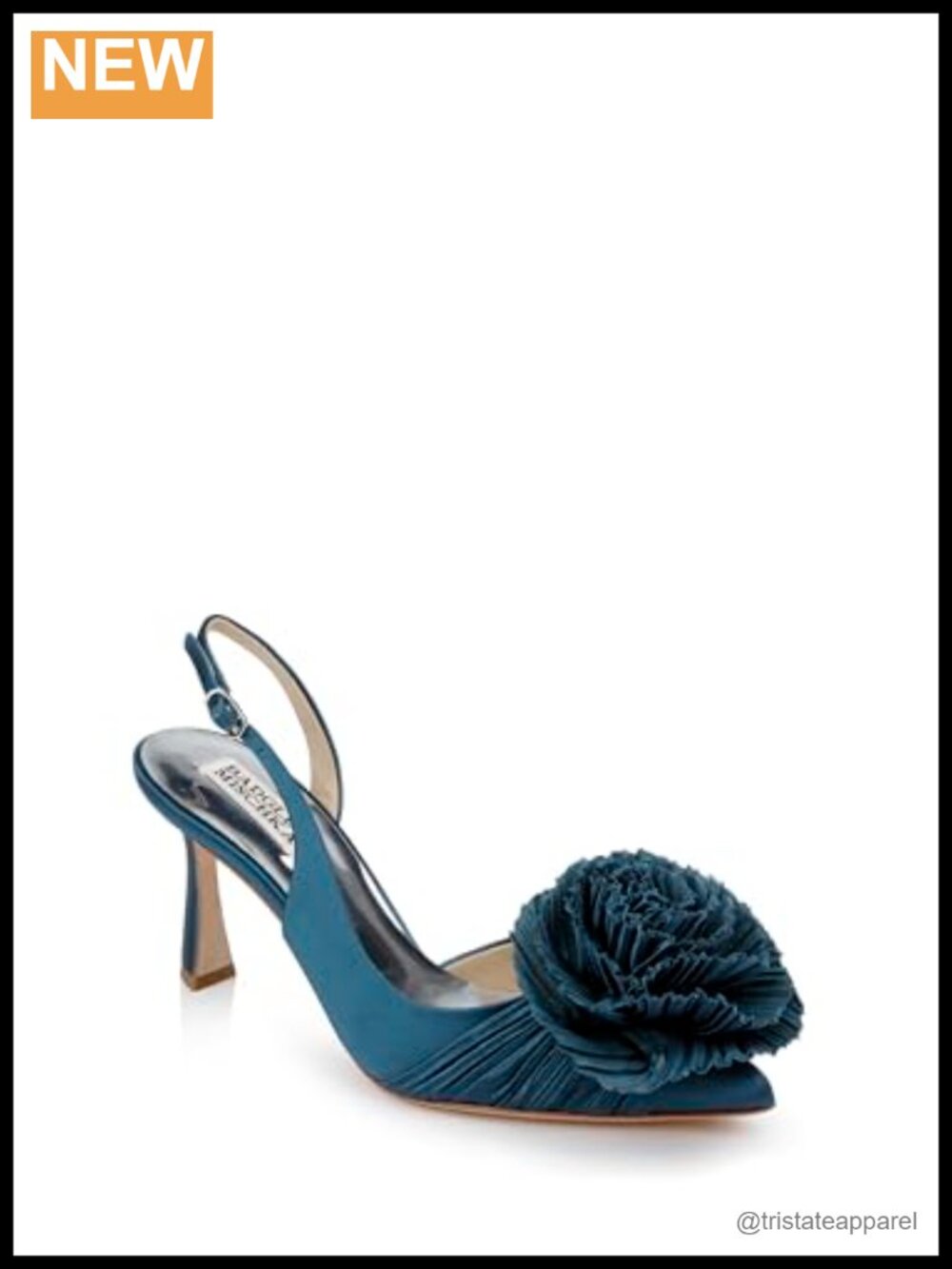Pleated Satin Slingback Heels With Floral Detail